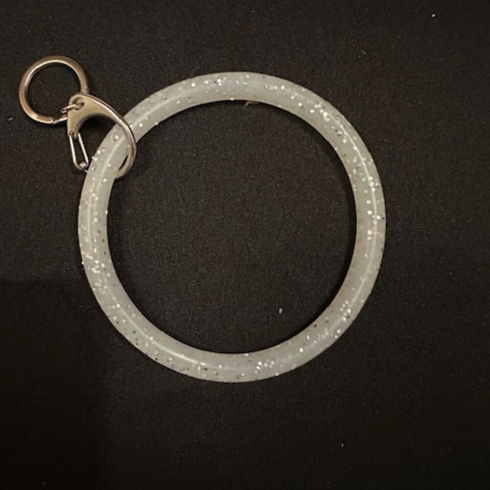 White Glitter Bangle Bracelet, Key Ring  7254  NWT Boutique